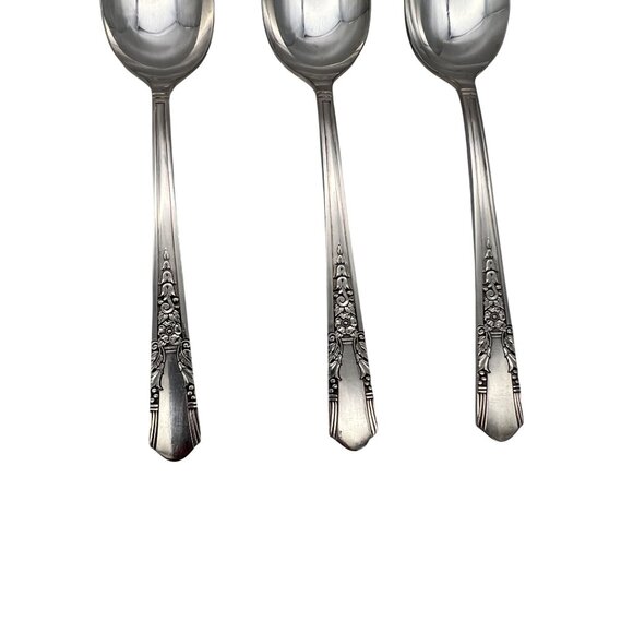 Oneida Simeon L & George H Rogers Jasmine 6 Oval Soup Spoons 7.25" Circa 1939 - Picture 3 of 5